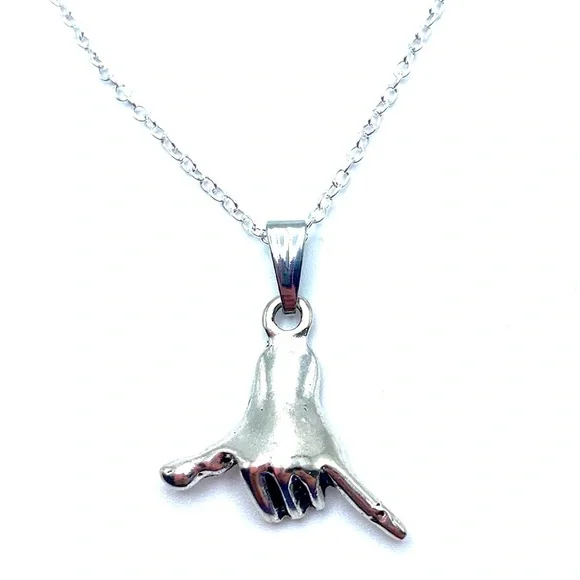 Surfing Shaka Sign Necklace Hang Loose May Be Personalized - Picture 1 of 8